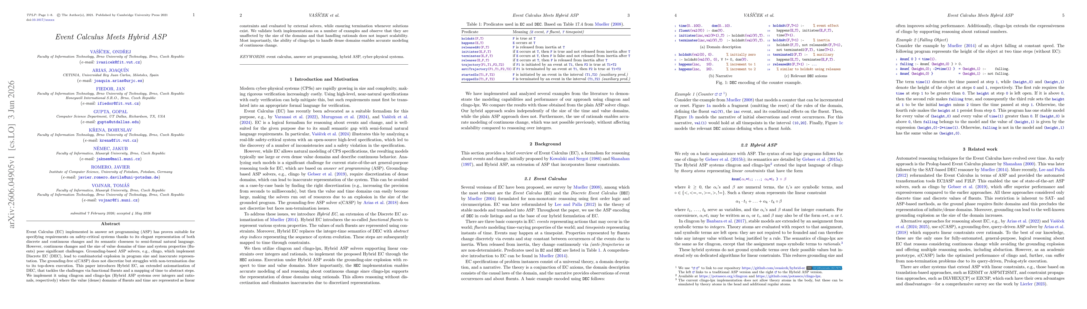 Thumbnail for Event Calculus Meets Hybrid ASP