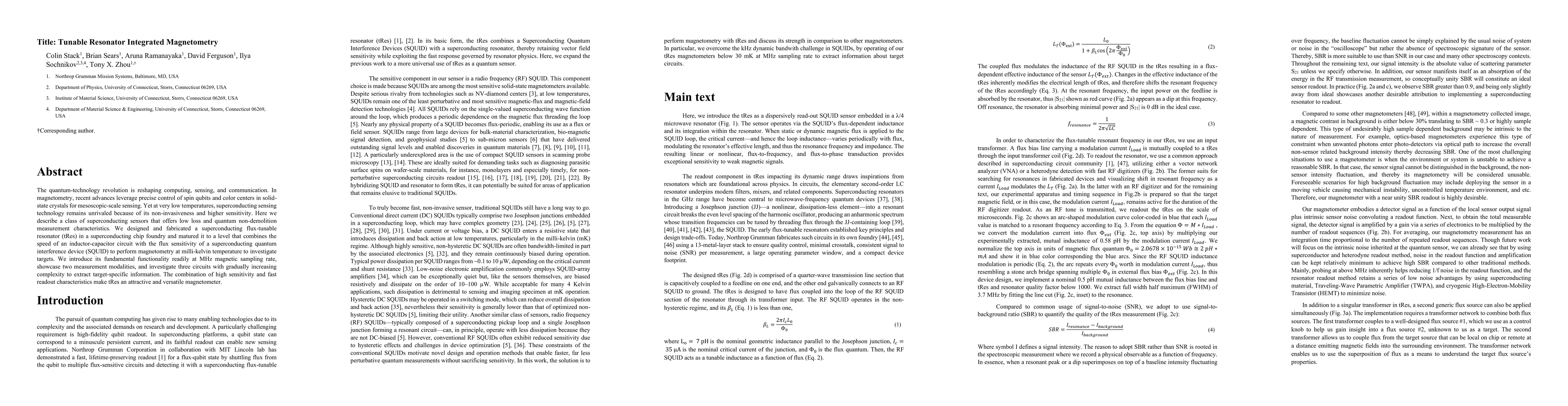 Thumbnail for Tunable Resonator Integrated Magnetometry