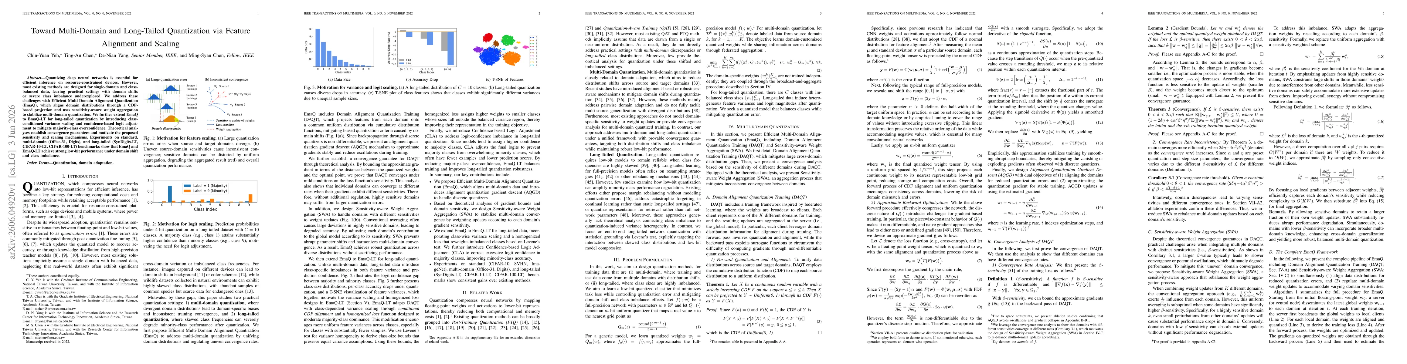 Thumbnail for Toward Multi-Domain and Long-Tailed Quantization via Feature Alignment and Scaling