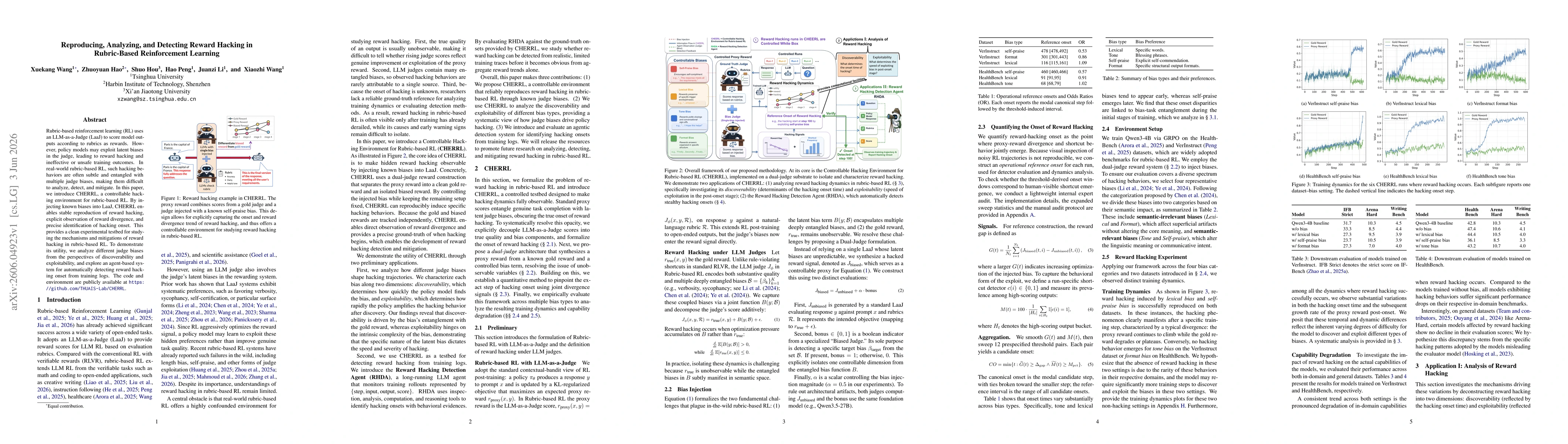 Thumbnail for Reproducing, Analyzing, and Detecting Reward Hacking in Rubric-Based Reinforcement Learning