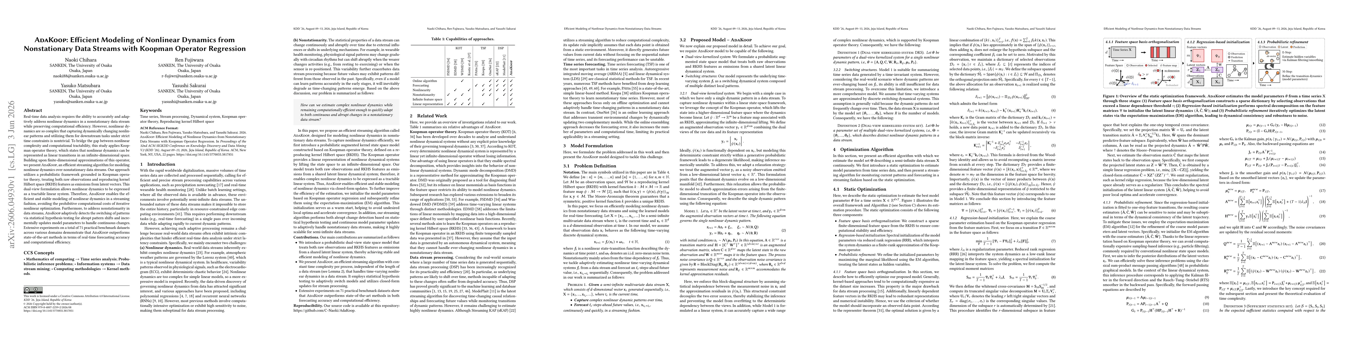 Thumbnail for AdaKoop: Efficient Modeling of Nonlinear Dynamics from Nonstationary Data Streams with Koopman Operator Regression