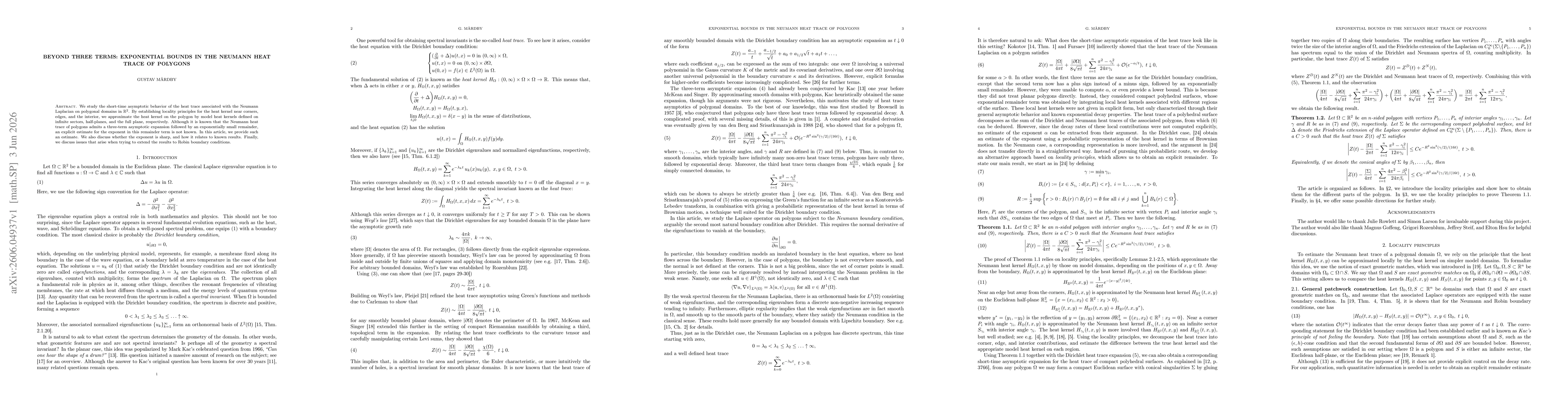 Thumbnail for Beyond Three Terms: Exponential Bounds in the Neumann Heat Trace of Polygons
