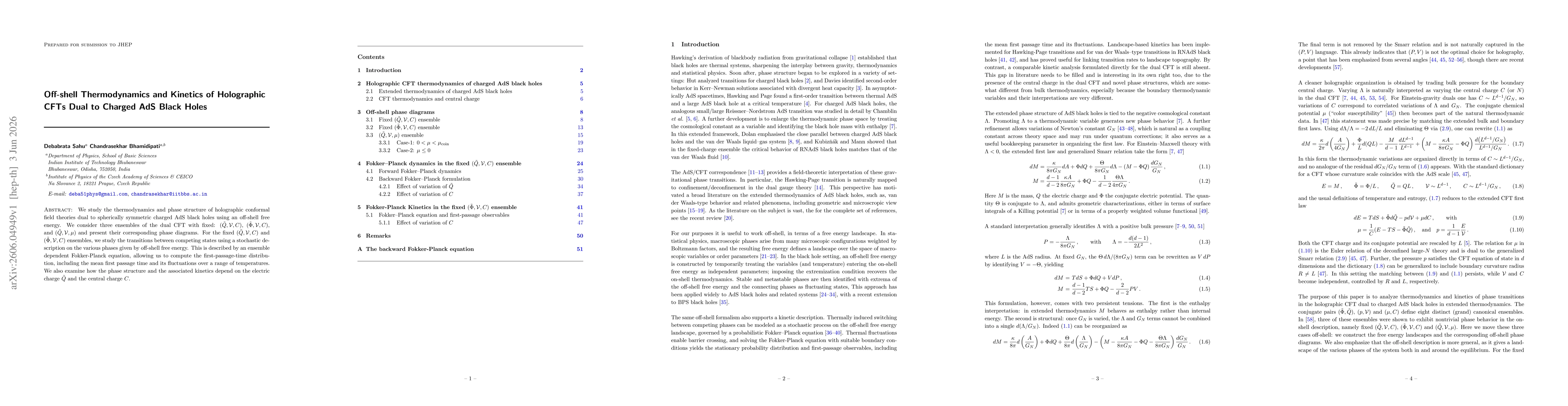 Thumbnail for Off-shell Thermodynamics and Kinetics of Holographic CFTs Dual to Charged AdS Black Holes