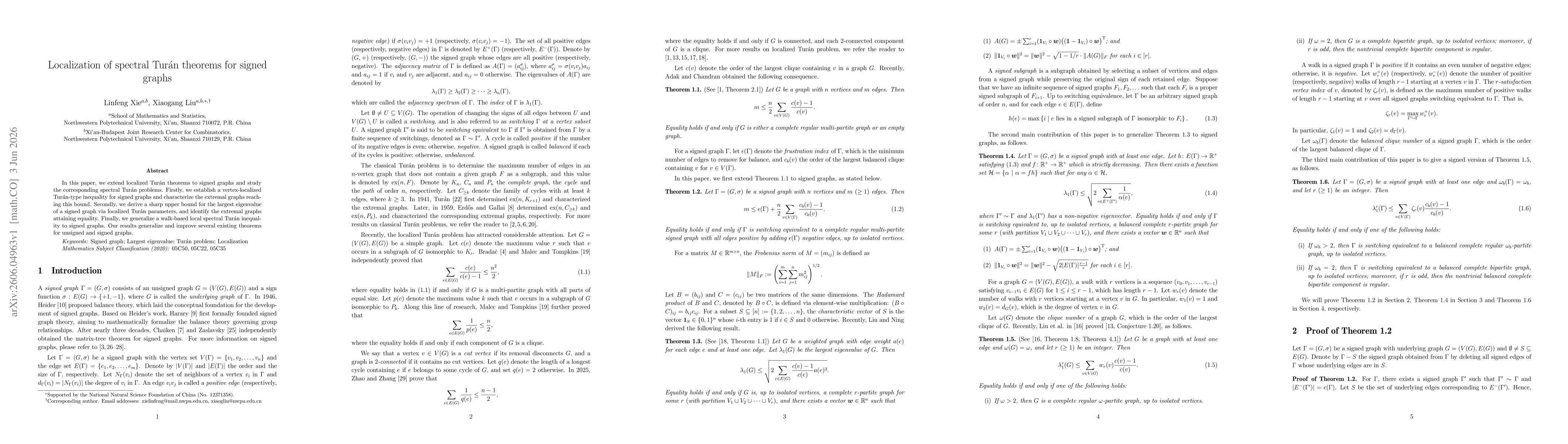 Thumbnail for Localization of spectral Turán theorems for signed graphs