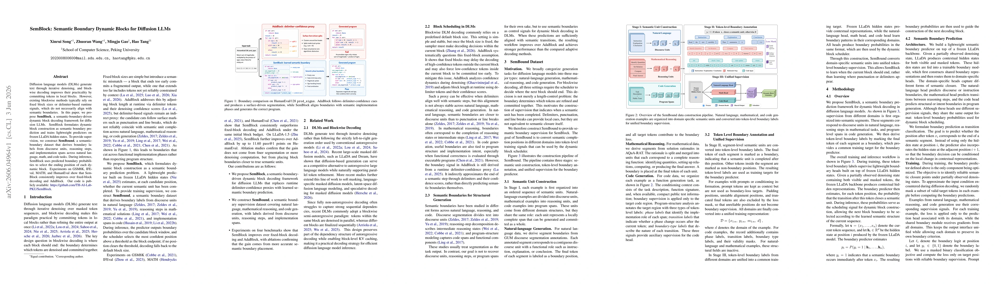 Thumbnail for SemBlock: Semantic Boundary Dynamic Blocks for Diffusion LLMs