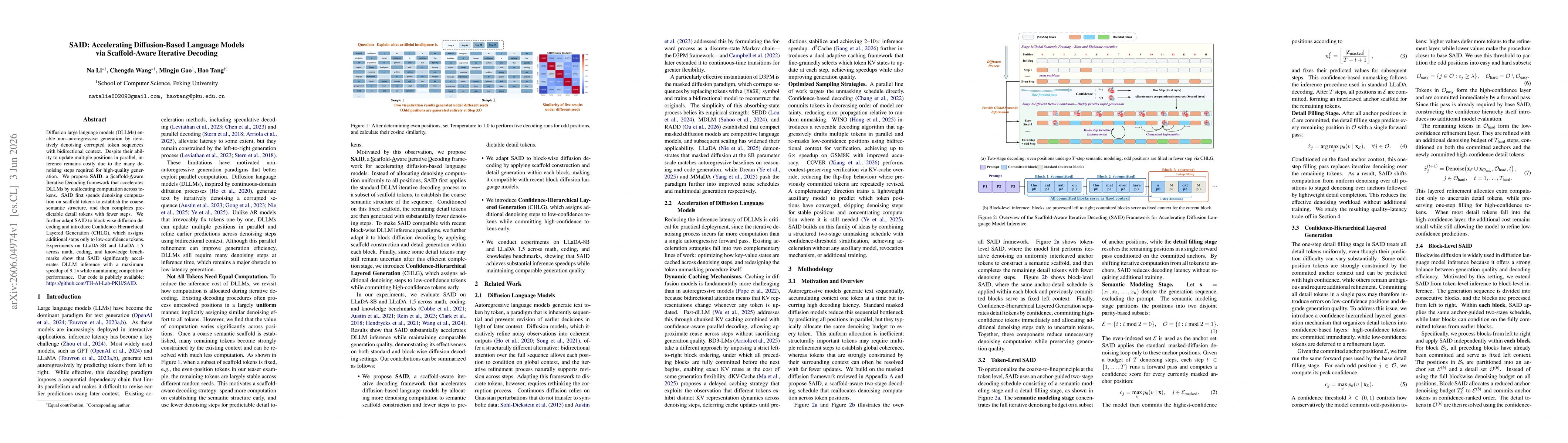 Thumbnail for SAID: Accelerating Diffusion-Based Language Models via Scaffold-Aware Iterative Decoding
