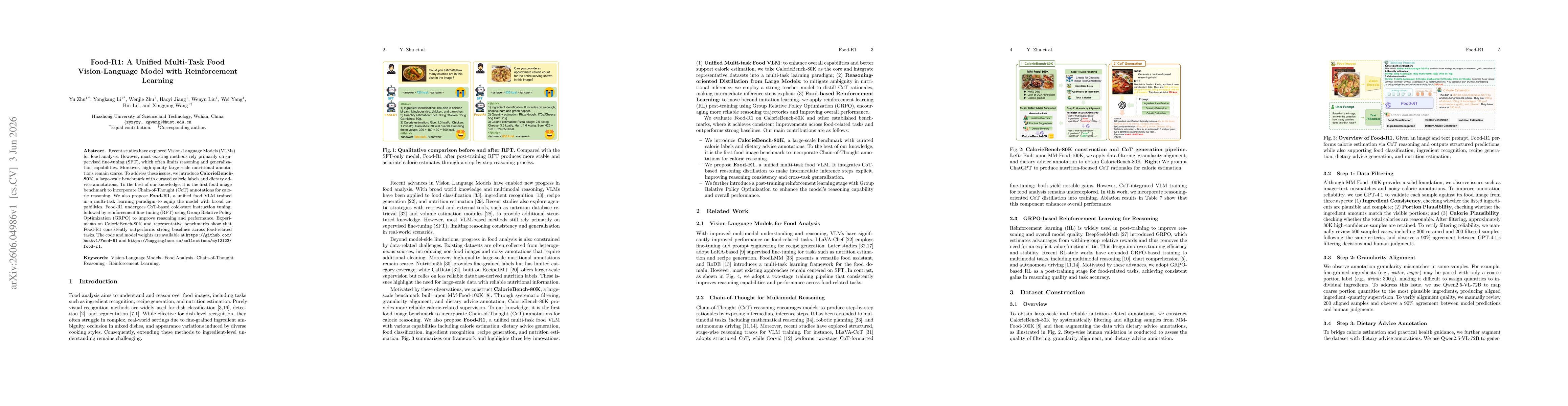 Thumbnail for Food-R1: A Unified Multi-Task Food Vision-Language Model with Reinforcement Learning