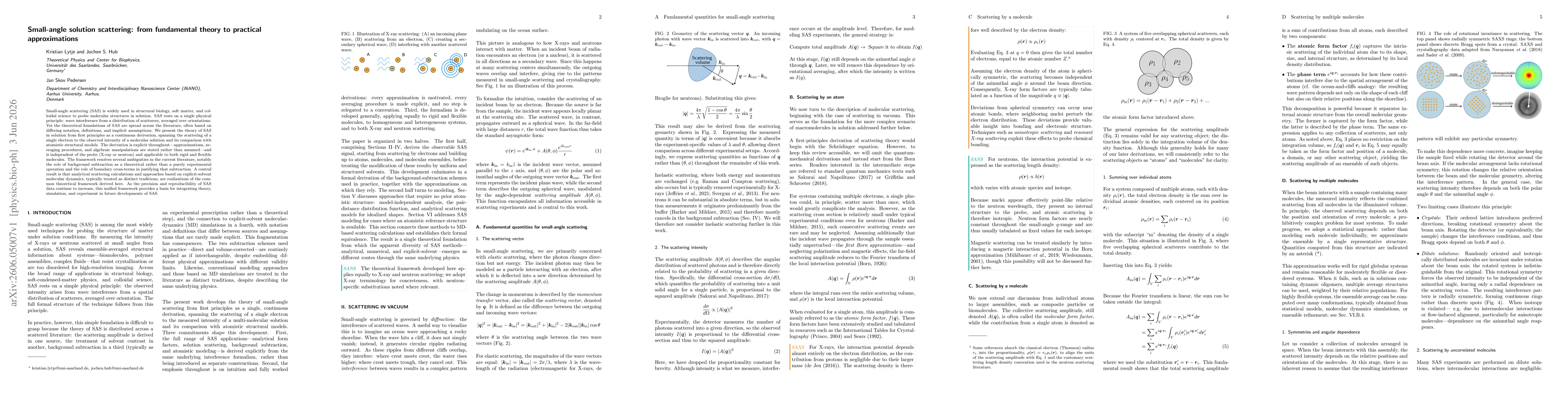 Thumbnail for Small-angle solution scattering: from fundamental theory to practical approximations