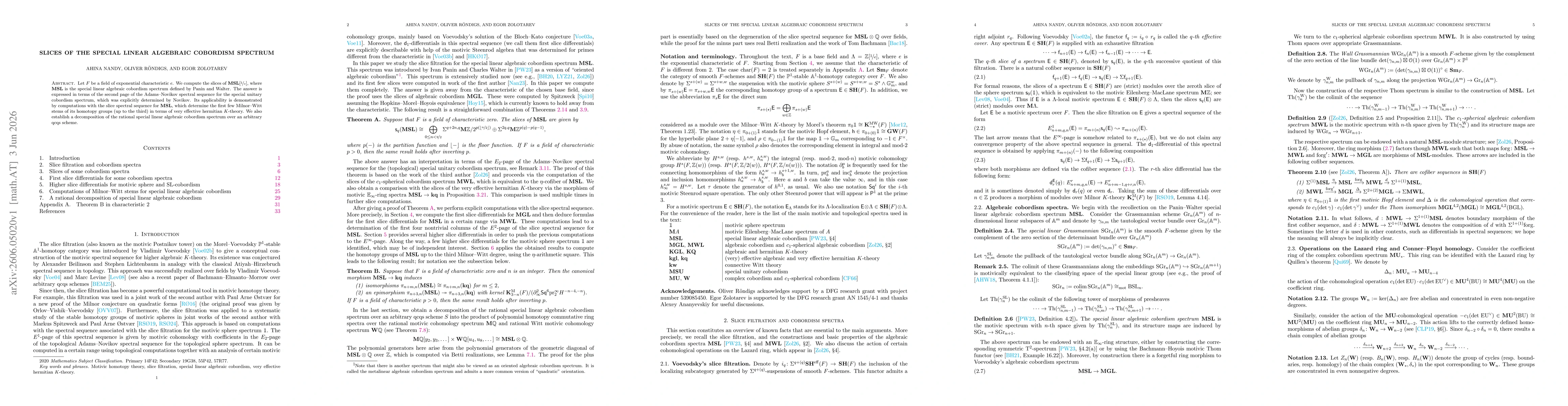 Thumbnail for Slices of the special linear algebraic cobordism spectrum