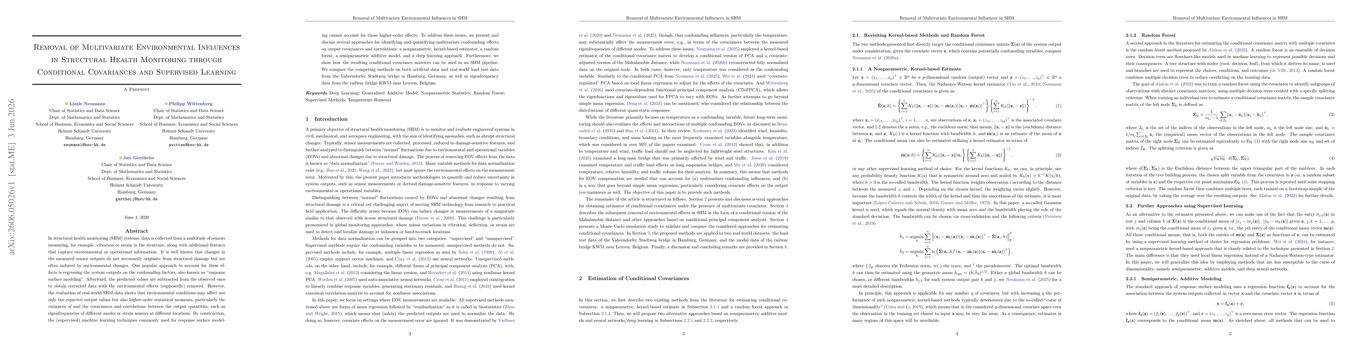 Thumbnail for Removal of Multivariate Environmental Influences in Structural Health Monitoring through Conditional Covariances and Supervised Learning