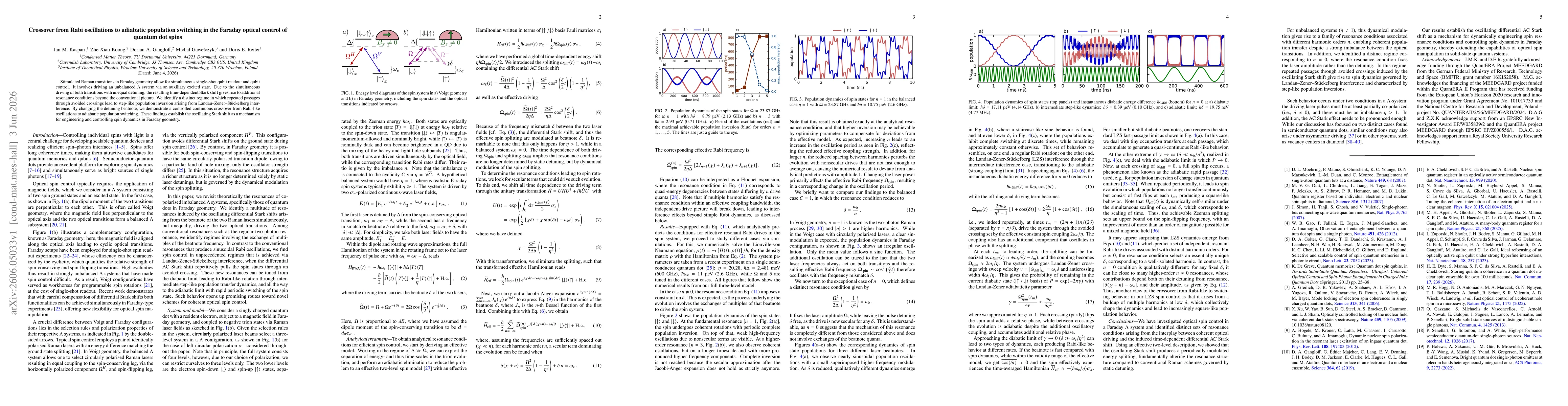 Thumbnail for Crossover from Rabi oscillations to adiabatic population switching in the Faraday optical control of quantum dot spins