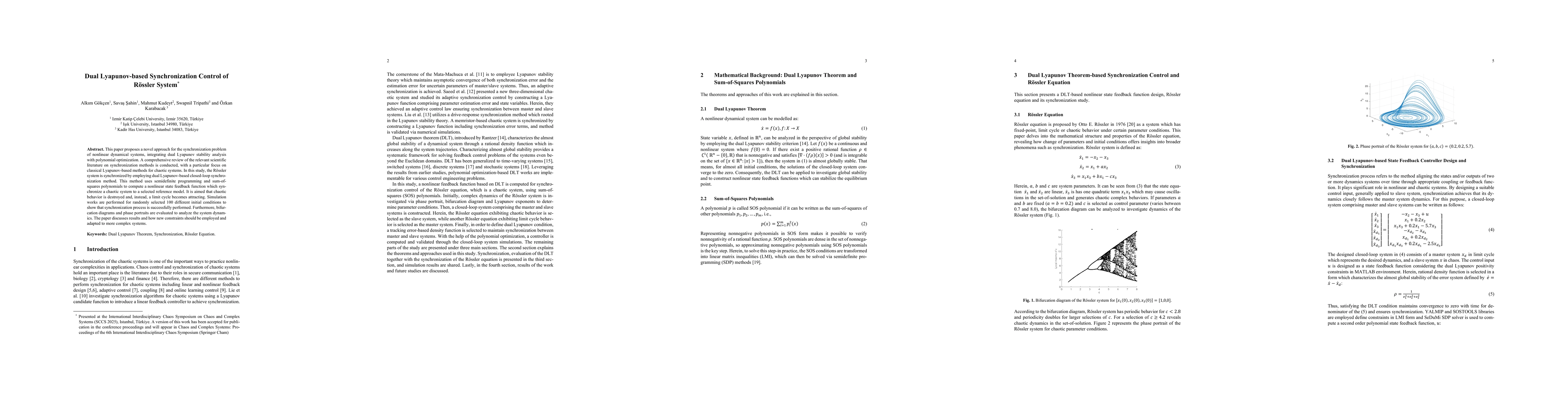 Thumbnail for Dual Lyapunov-based Synchronization Control of Rössler System