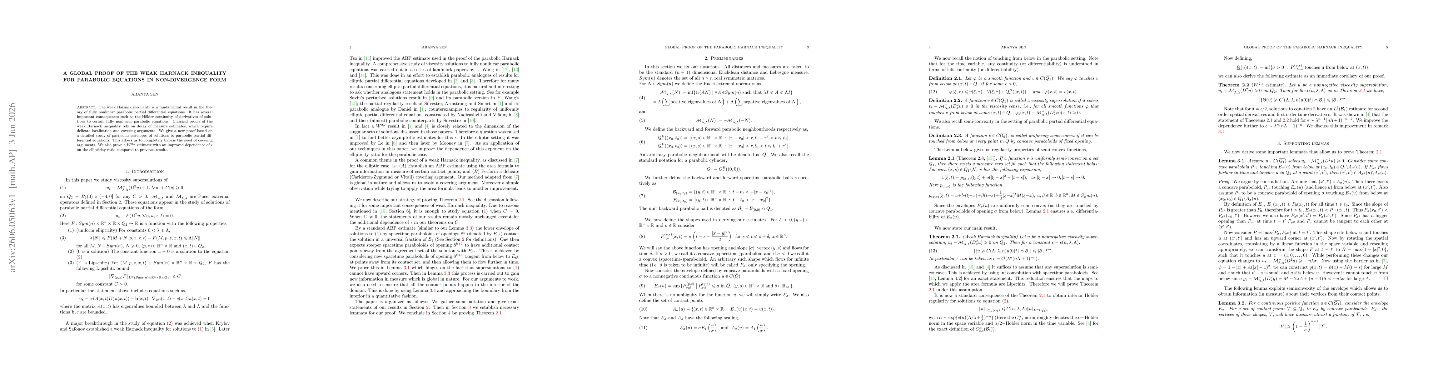 Thumbnail for A global proof of the weak Harnack inequality for parabolic equations in non-divergence form