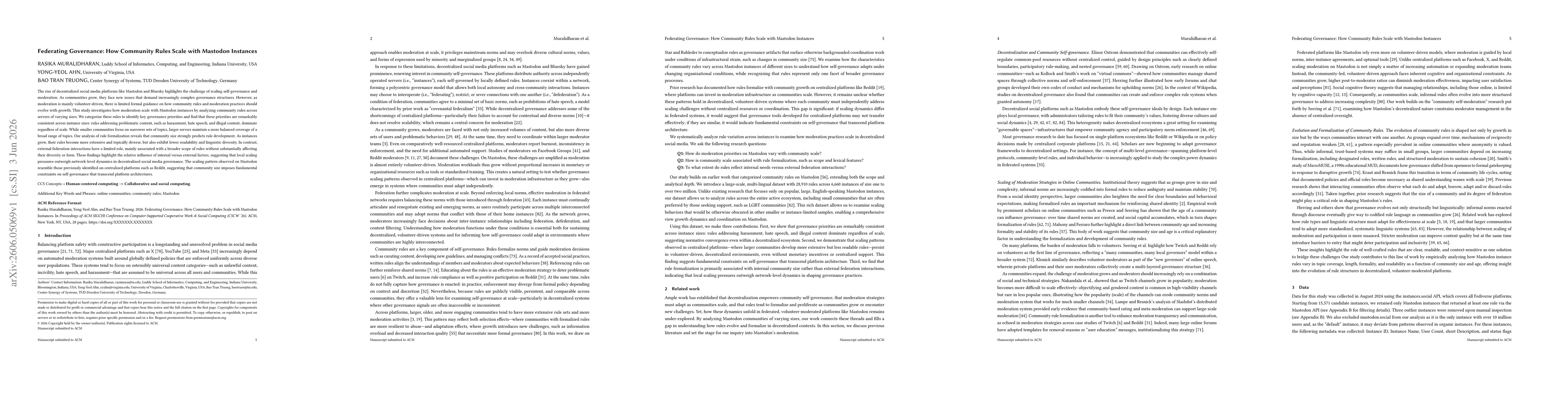 Thumbnail for Federating Governance: How Community Rules Scale with Mastodon Instances