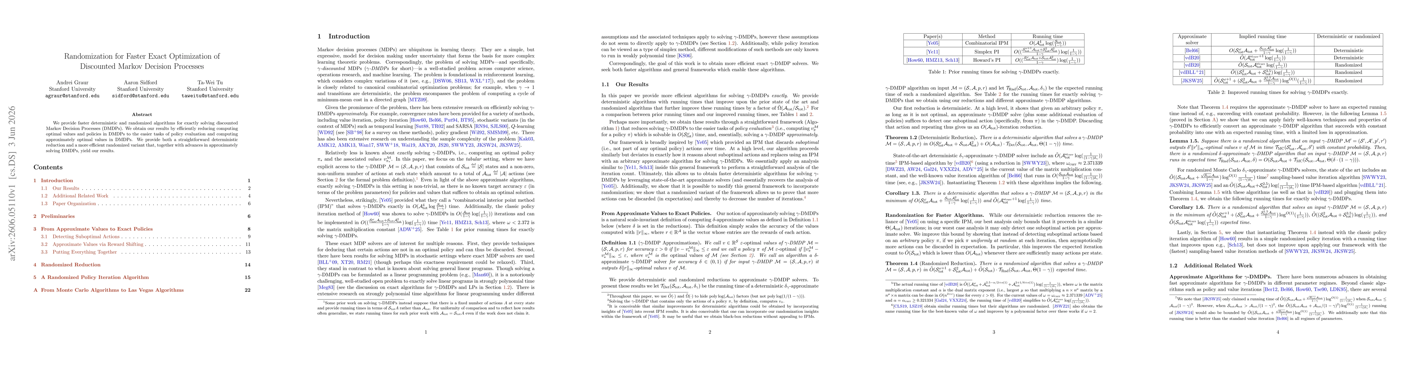 Thumbnail for Randomization for Faster Exact Optimization of Discounted Markov Decision Processes