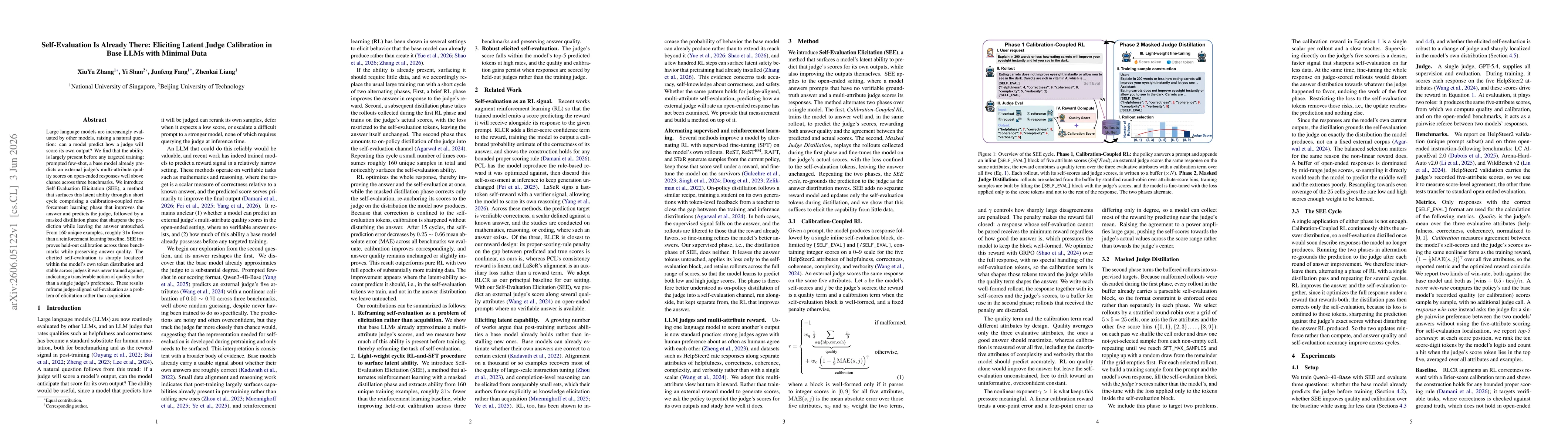 Thumbnail for Self-Evaluation Is Already There: Eliciting Latent Judge Calibration in Base LLMs with Minimal Data