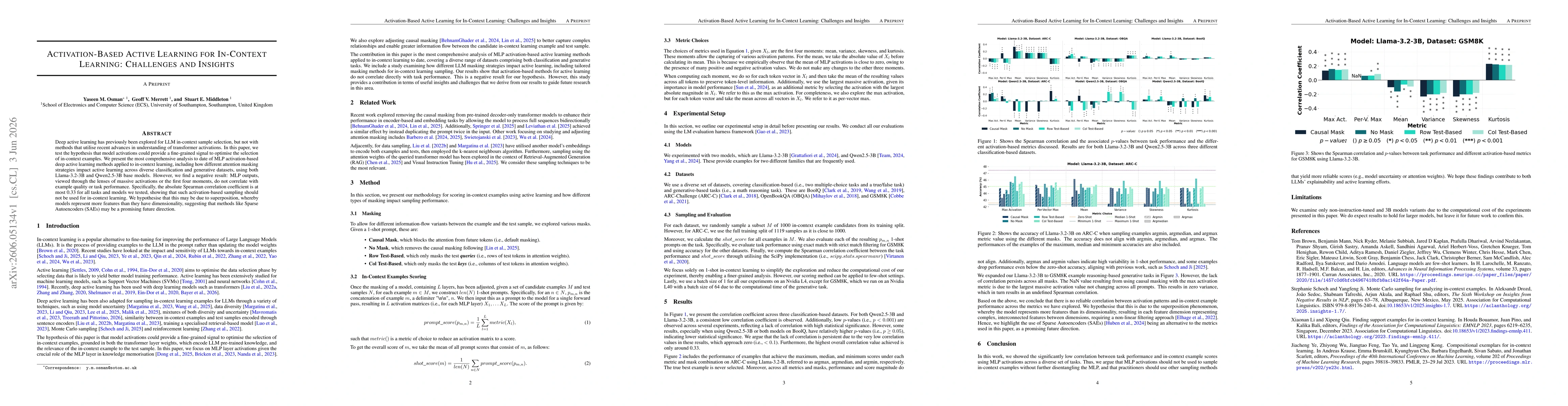 Thumbnail for Activation-Based Active Learning for In-Context Learning: Challenges and Insights
