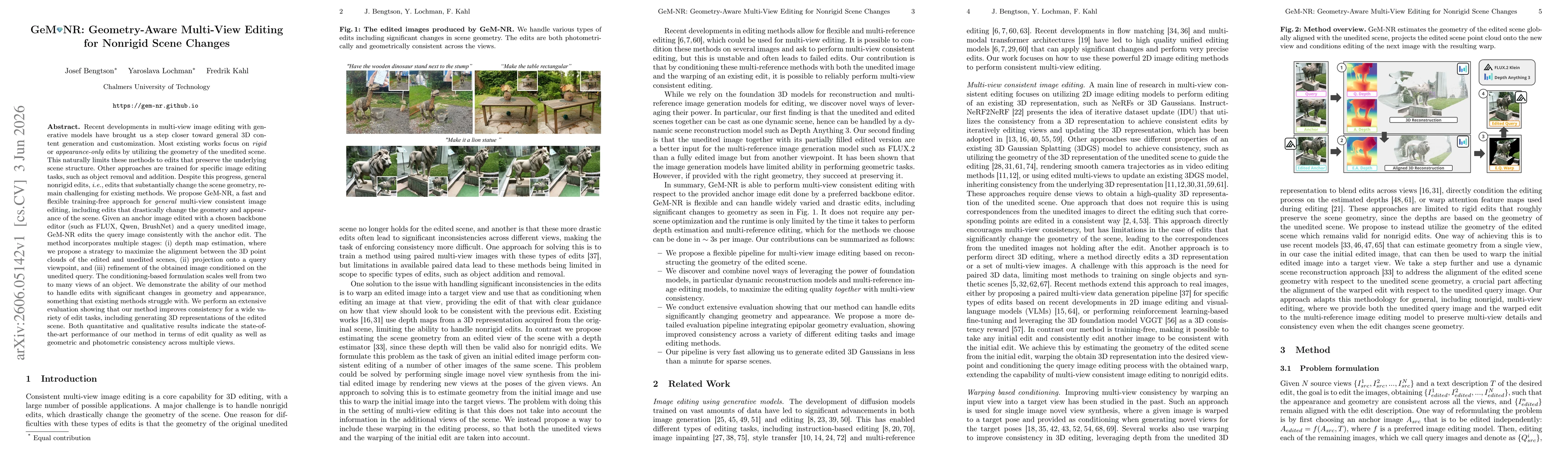 Thumbnail for GeM-NR: Geometry-Aware Multi-View Editing for Nonrigid Scene Changes