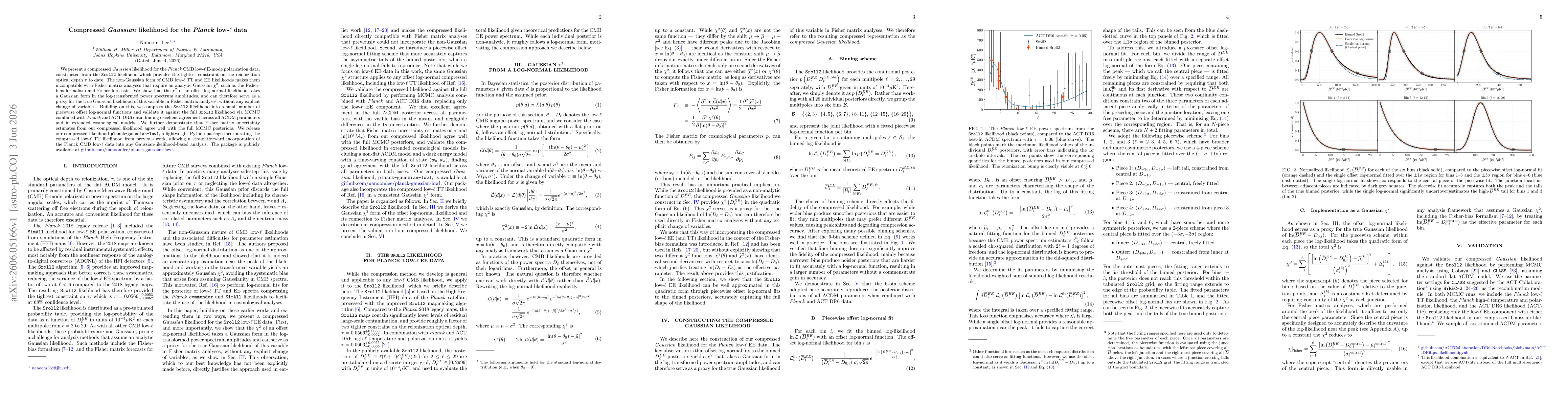 Thumbnail for Compressed \emph{Gaussian} likelihood for the \textit{Planck} low-$\ell$ data