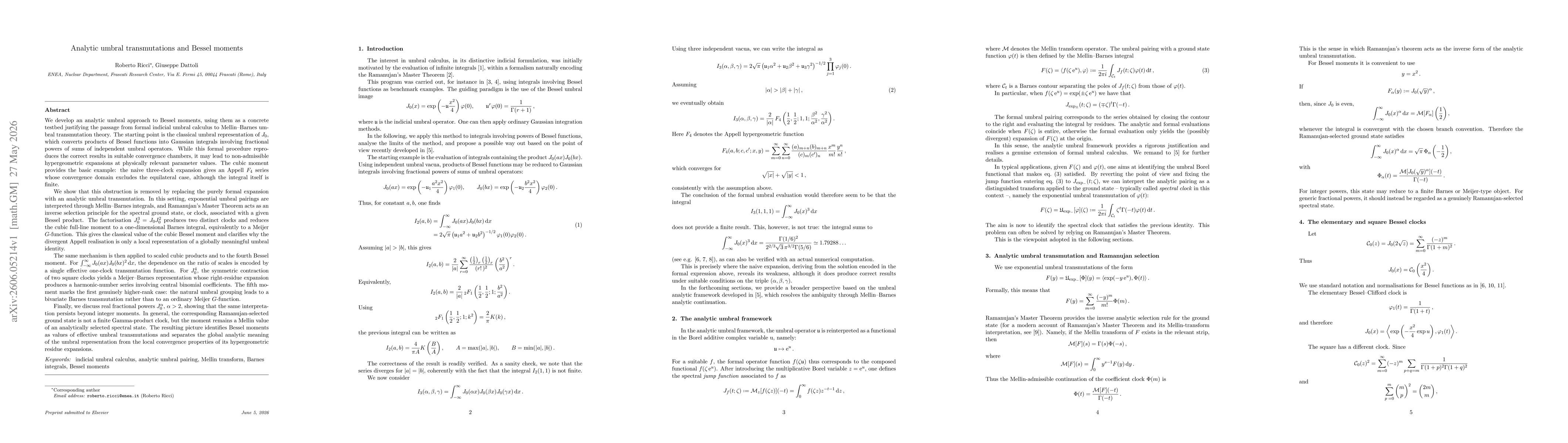 Thumbnail for Analytic umbral transmutations and Bessel moments