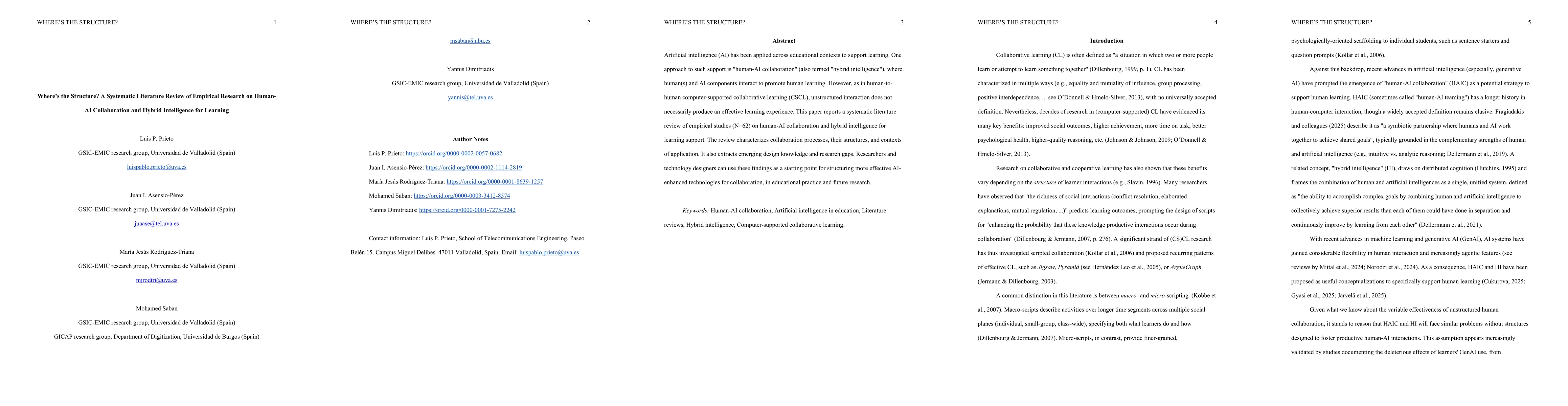 Thumbnail for Where's the Structure? A Systematic Literature Review of Empirical Research on Human-AI Collaboration and Hybrid Intelligence for Learning