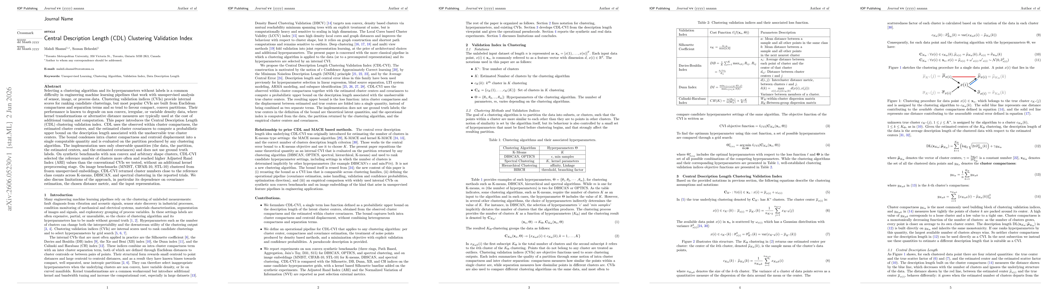 Thumbnail for Central Description Length (CDL) Clustering Validation Index