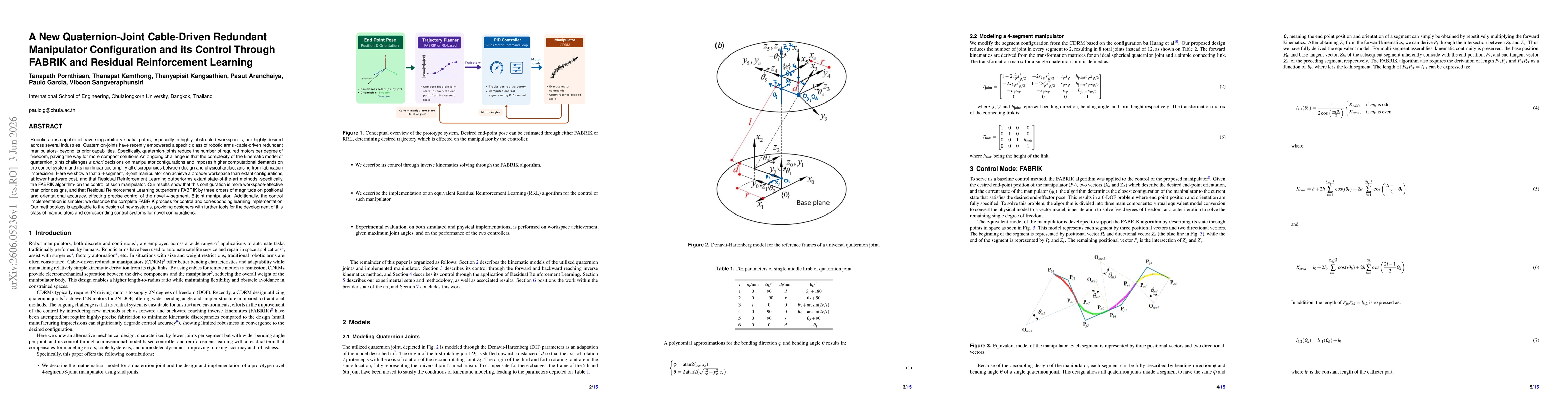 Thumbnail for A New Quaternion-Joint Cable-Driven Redundant Manipulator Configuration and its Control Through FABRIK and Residual Reinforcement Learning