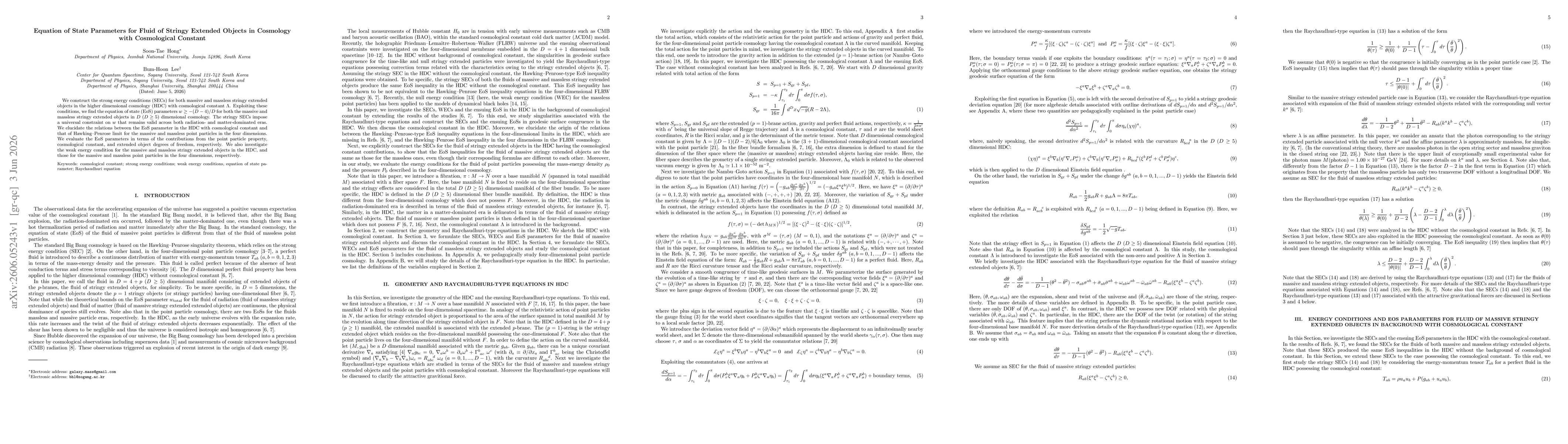 Thumbnail for Equation of State Parameters for Fluid of Stringy Extended Objects in Cosmology with Cosmological Constant