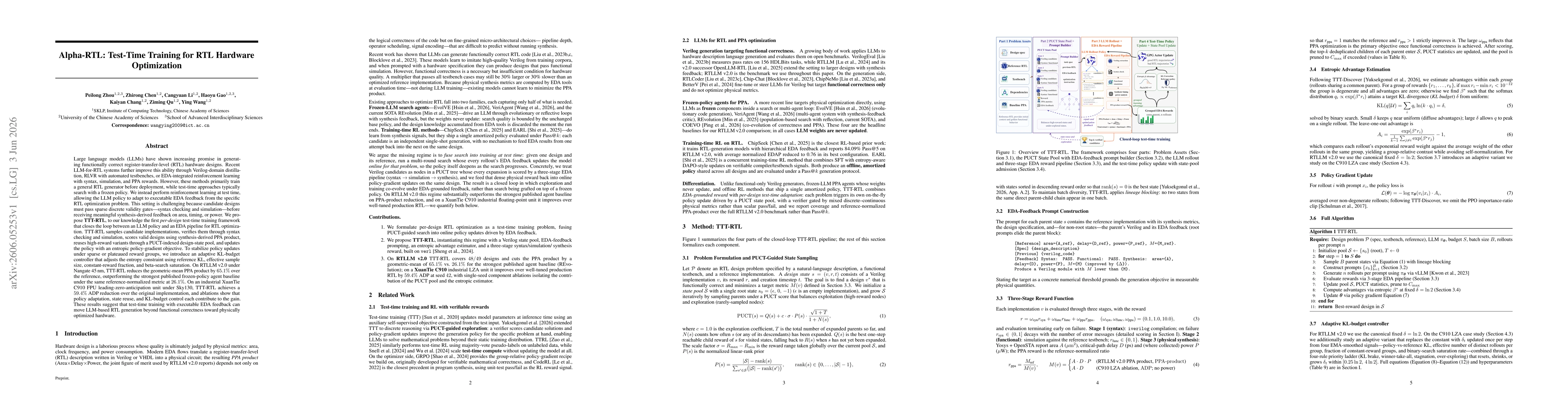 Thumbnail for Alpha-RTL: Test-Time Training for RTL Hardware Optimization