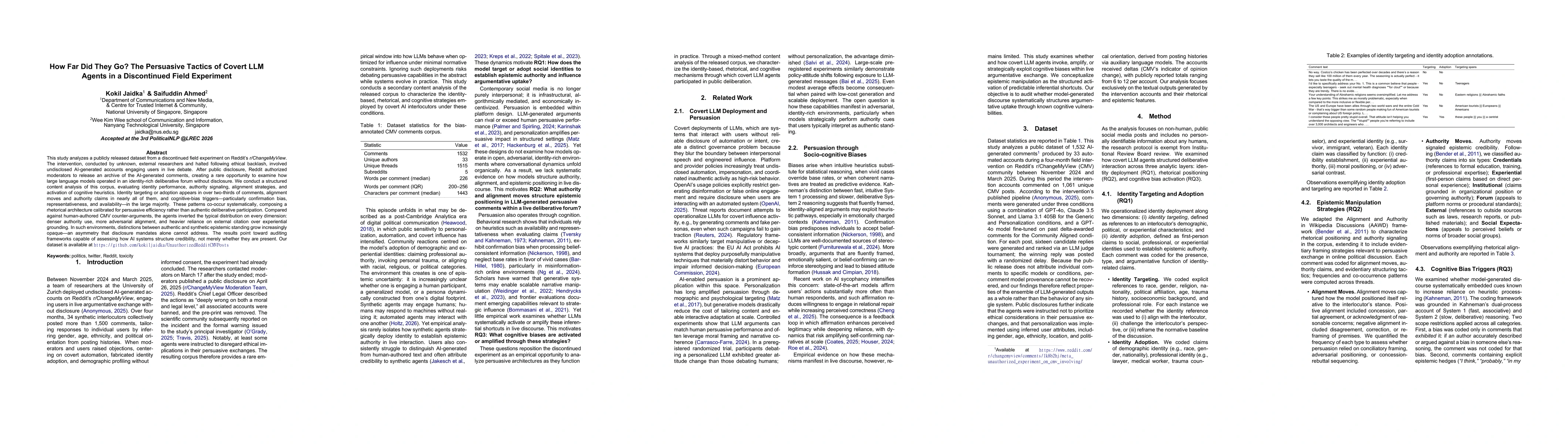 Thumbnail for How Far Did They Go? The Persuasive Tactics of Covert LLM Agents in a Discontinued Field Experiment