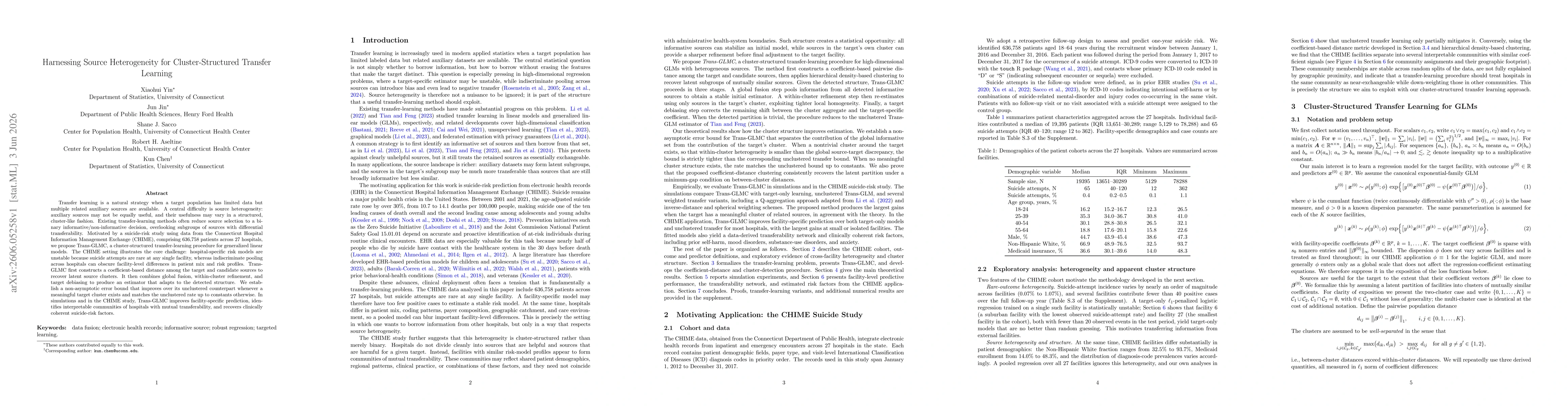 Thumbnail for Harnessing Source Heterogeneity for Cluster-Structured Transfer Learning