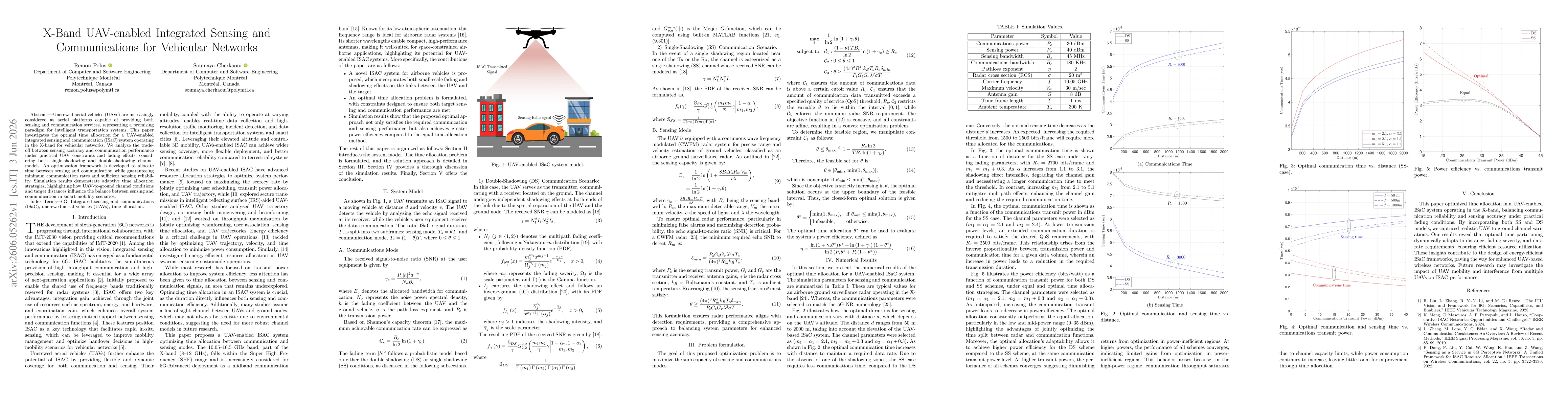 Thumbnail for X-Band UAV-enabled Integrated Sensing and Communications for Vehicular Networks
