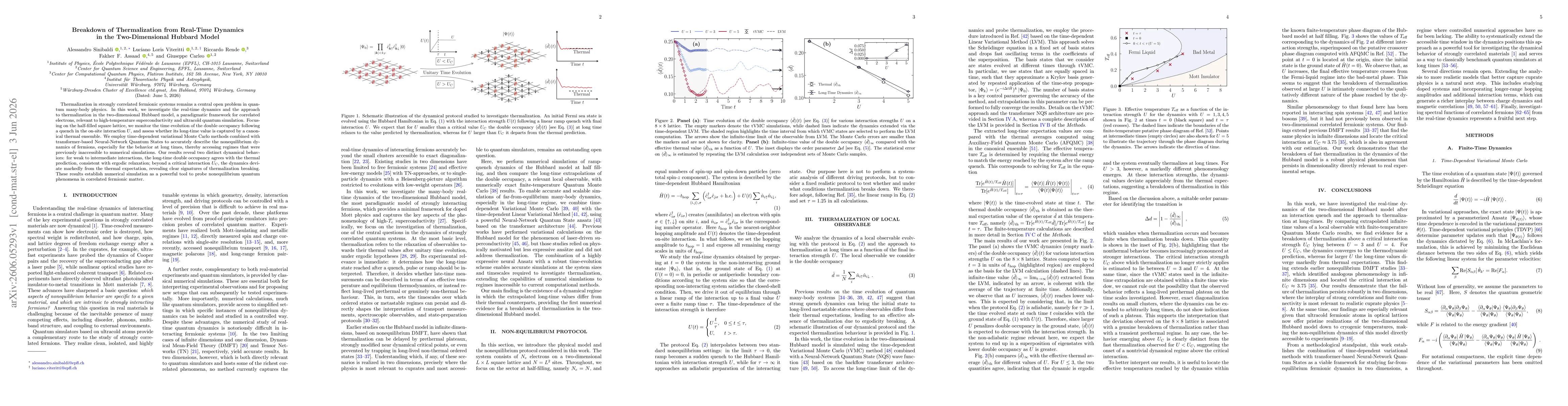 Thumbnail for Breakdown of Thermalization from Real-Time Dynamics in the Two-Dimensional Hubbard Model