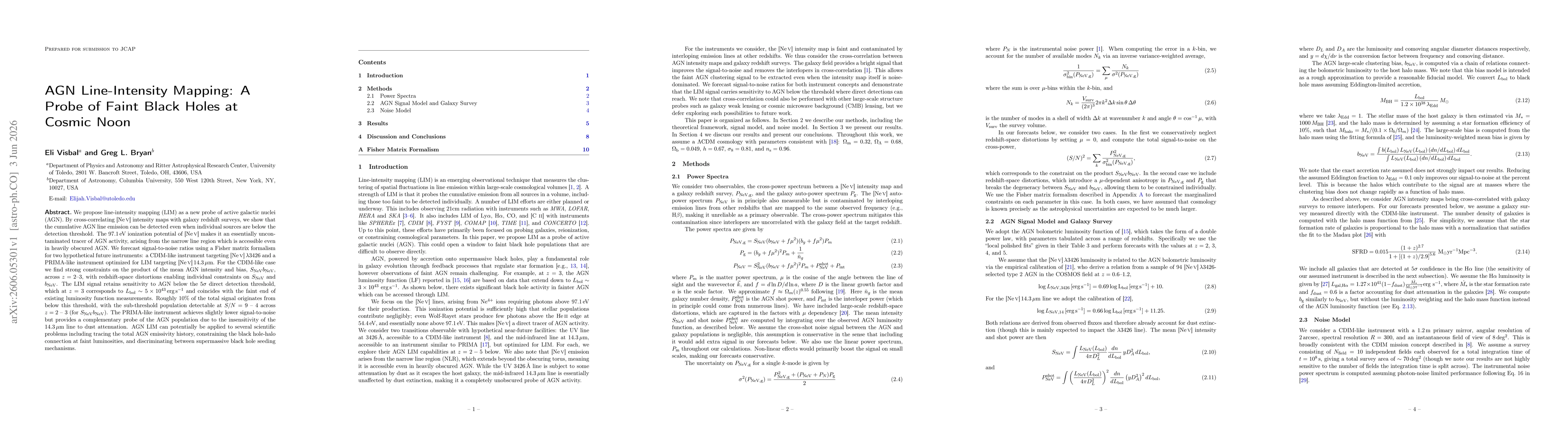 Thumbnail for AGN Line-Intensity Mapping: A Probe of Faint Black Holes at Cosmic Noon