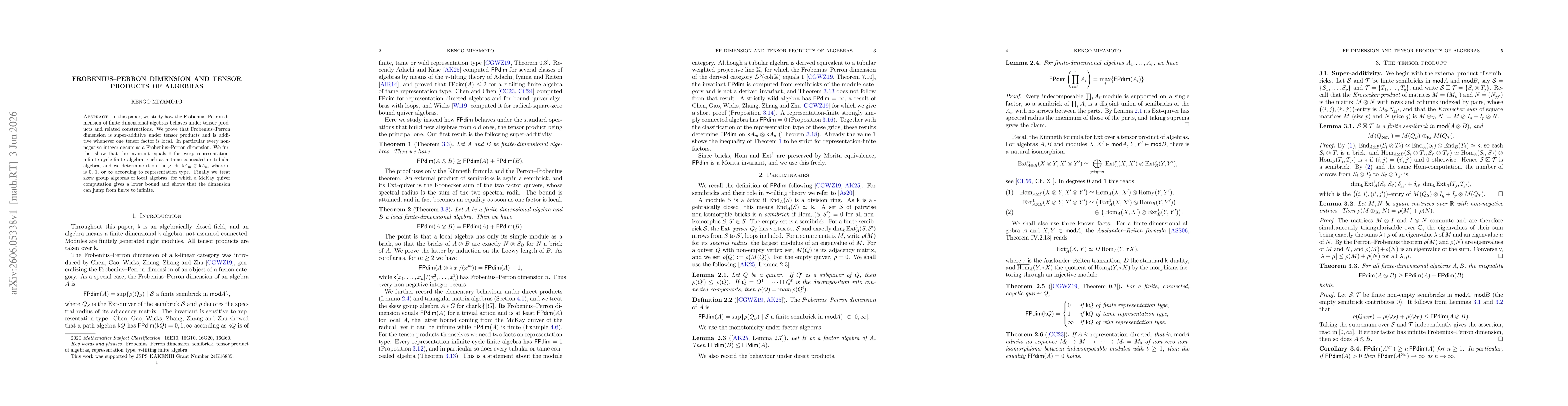 Thumbnail for Frobenius--Perron dimension and tensor products of algebras