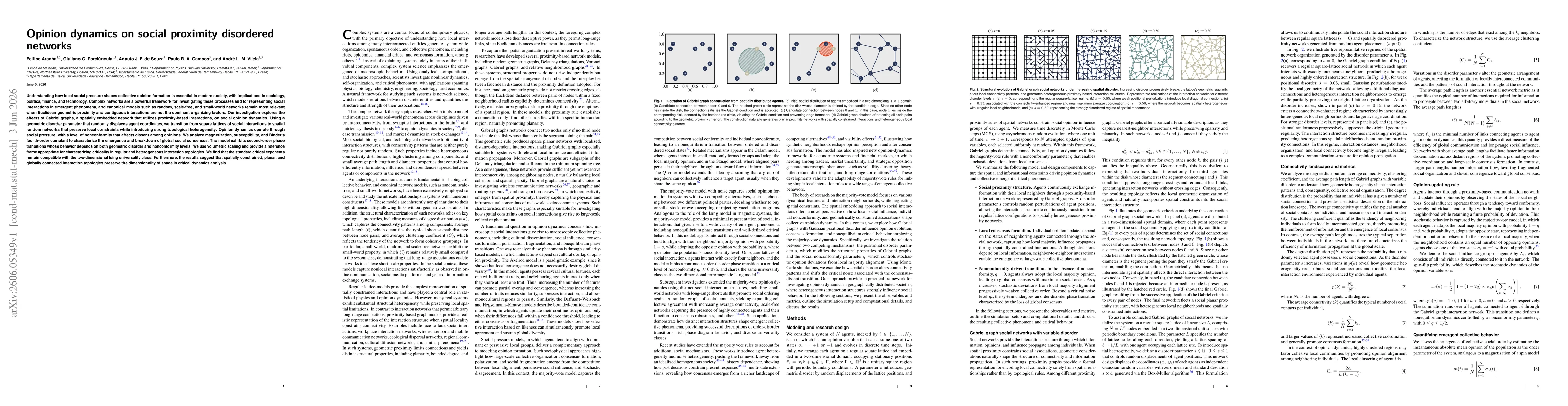 Thumbnail for Opinion dynamics on social proximity disordered networks
