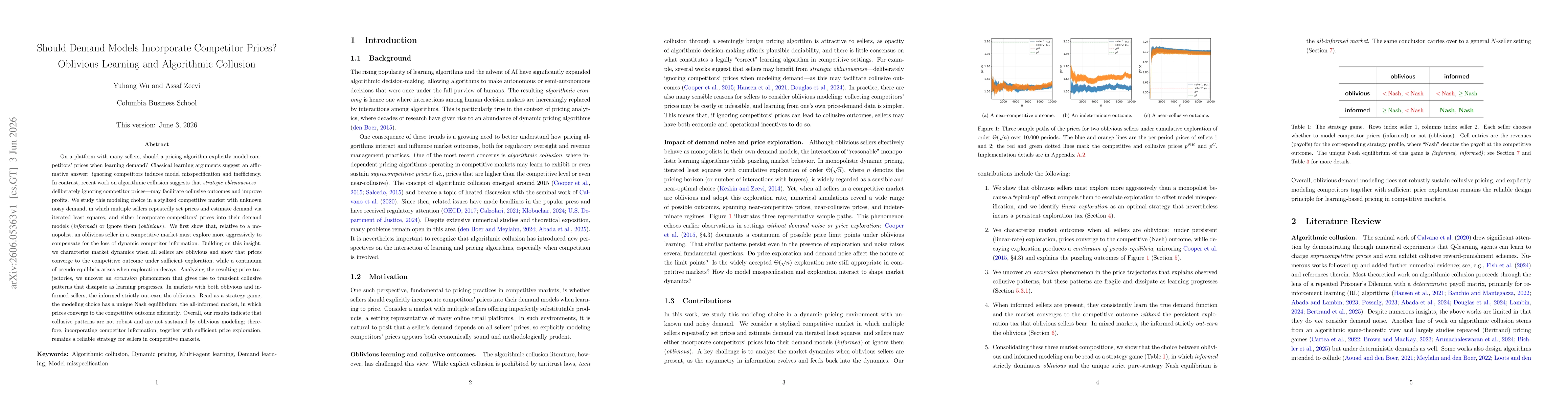 Thumbnail for Should Demand Models Incorporate Competitor Prices? Oblivious Learning and Algorithmic Collusion