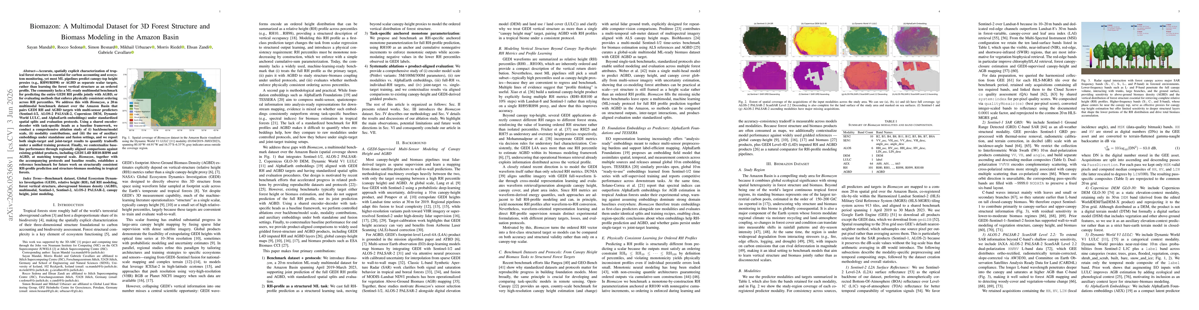 Thumbnail for Biomazon: A Multimodal Dataset for 3D Forest Structure and Biomass Modeling in the Amazon Basin