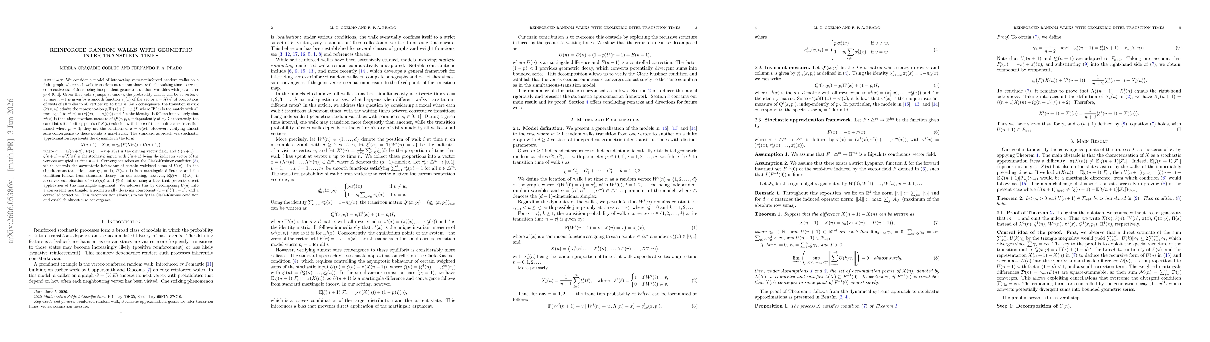 Thumbnail for Reinforced random walks with geometric inter-transition times
