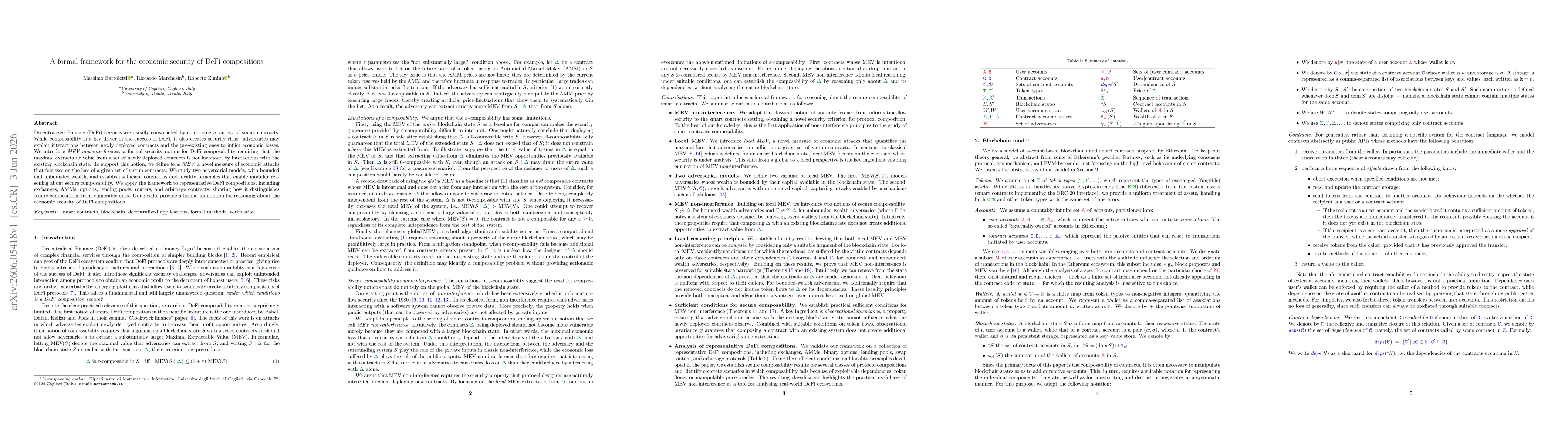 Thumbnail for A formal framework for the economic security of DeFi compositions
