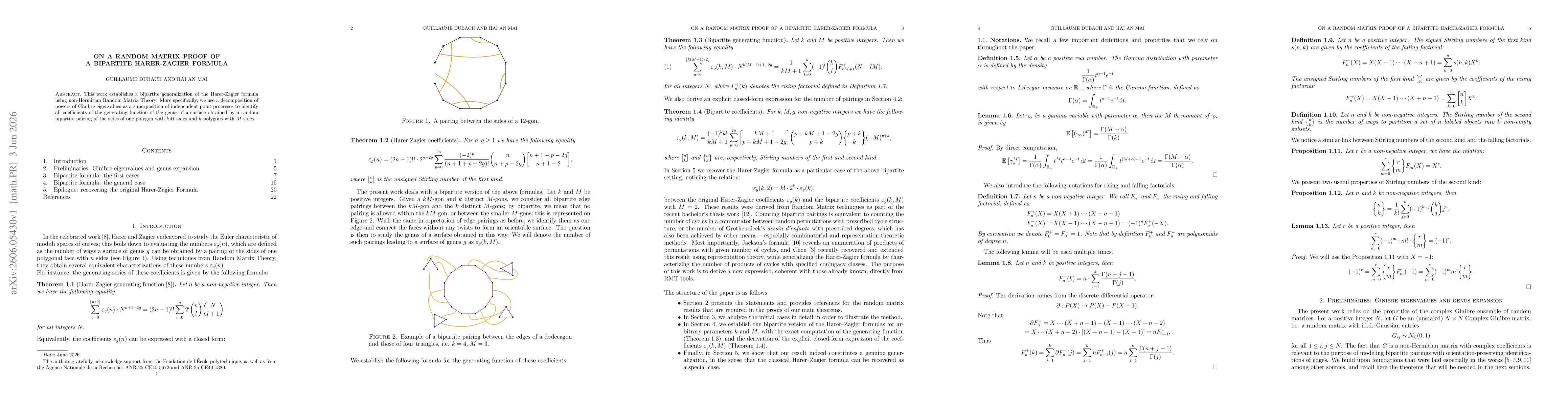 Thumbnail for On a random matrix proof of a bipartite Harer-Zagier formula