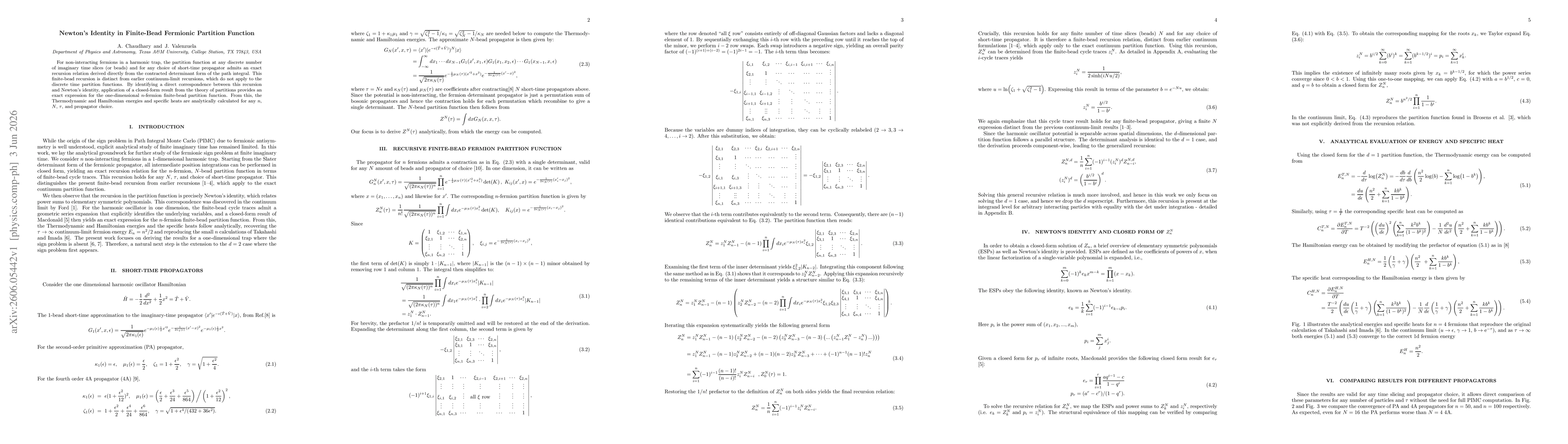 Thumbnail for Newton's Identity in Finite-Bead Fermionic Partition Function