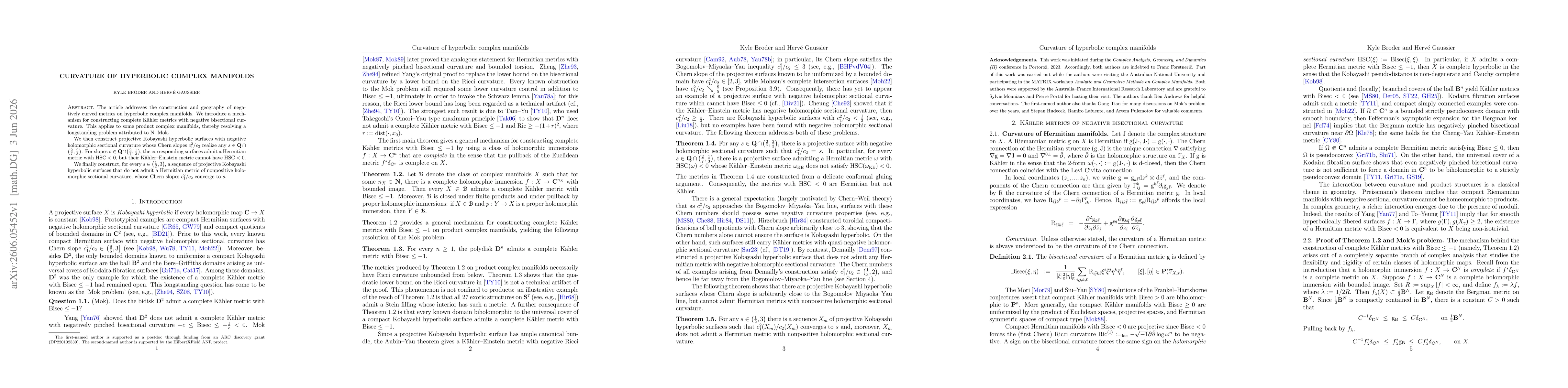 Thumbnail for Curvature of hyperbolic complex manifolds