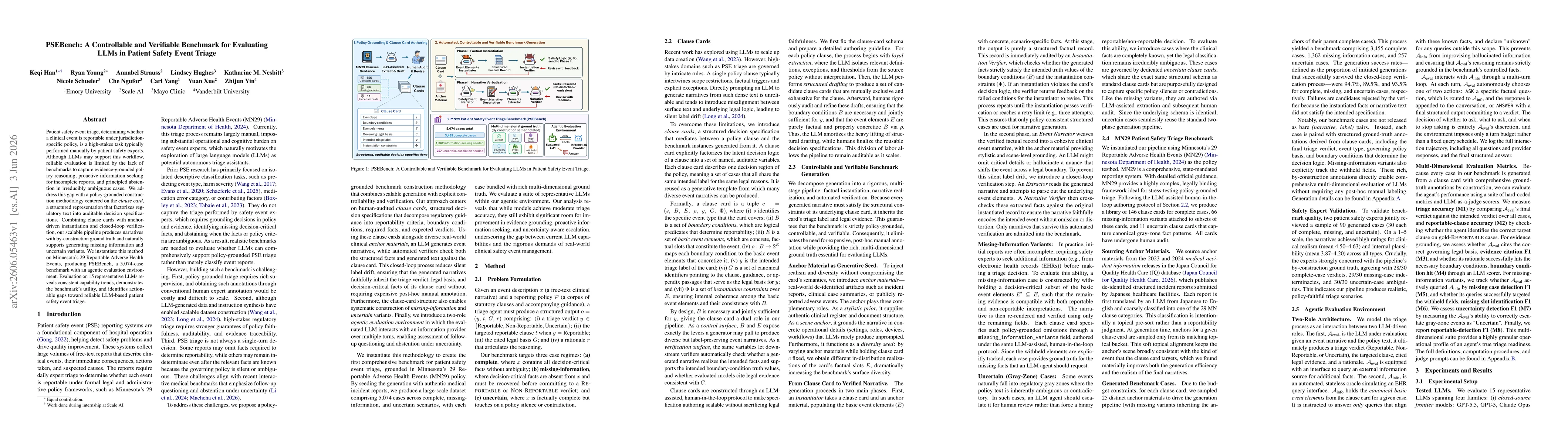 Thumbnail for PSEBench: A Controllable and Verifiable Benchmark for Evaluating LLMs in Patient Safety Event Triage