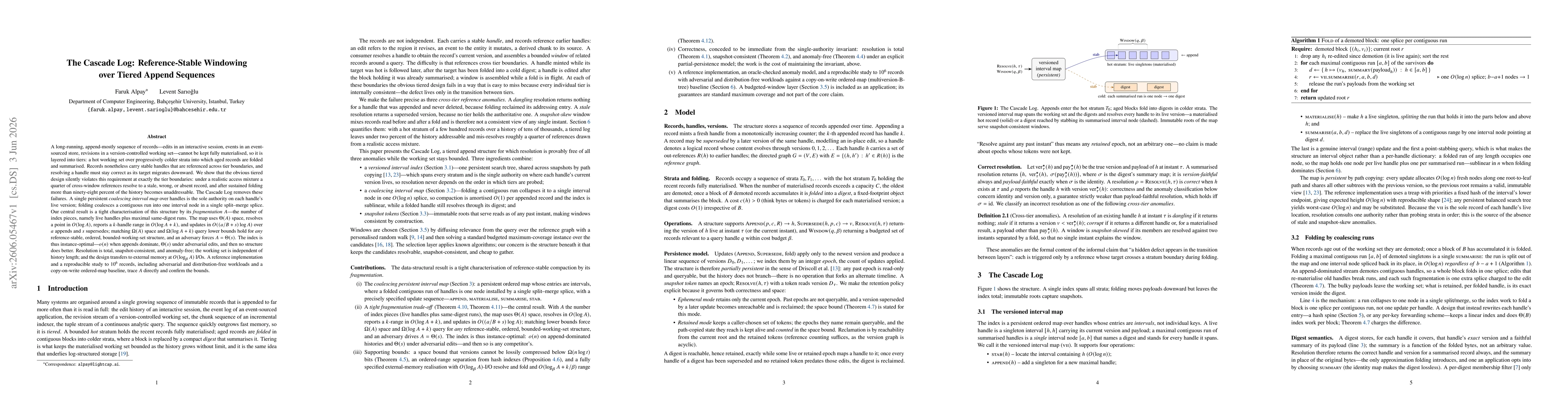 Thumbnail for The Cascade Log: Reference-Stable Windowing over Tiered Append Sequences