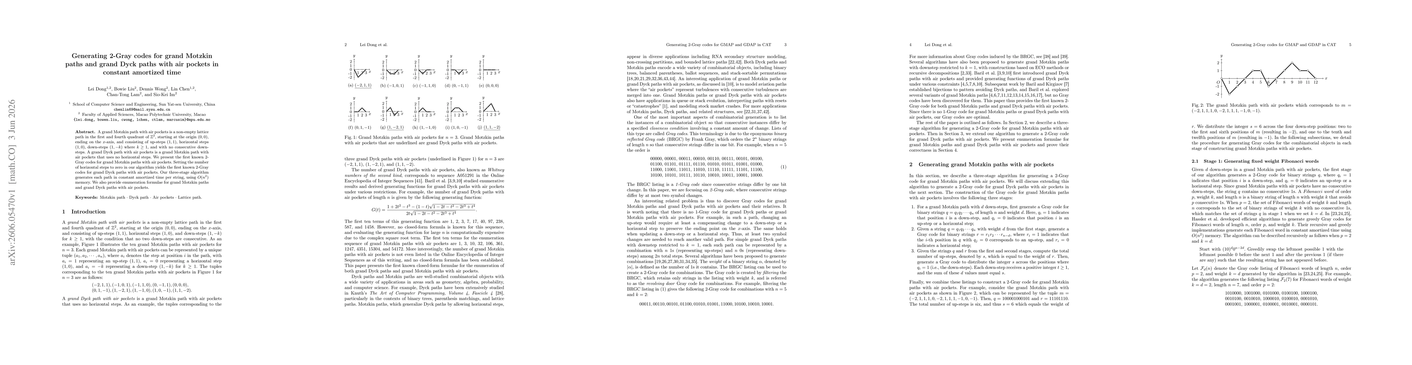 Thumbnail for Generating 2-Gray codes for grand Motzkin paths and grand Dyck paths with air pockets in constant amortized time
