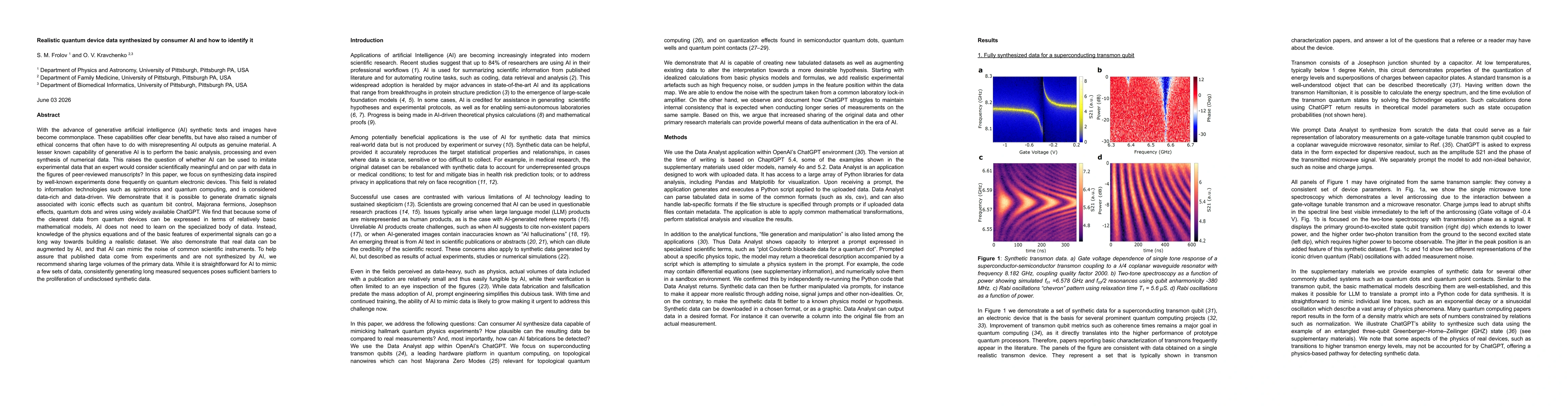 Thumbnail for Realistic quantum device data synthesized by consumer AI and how to identify it