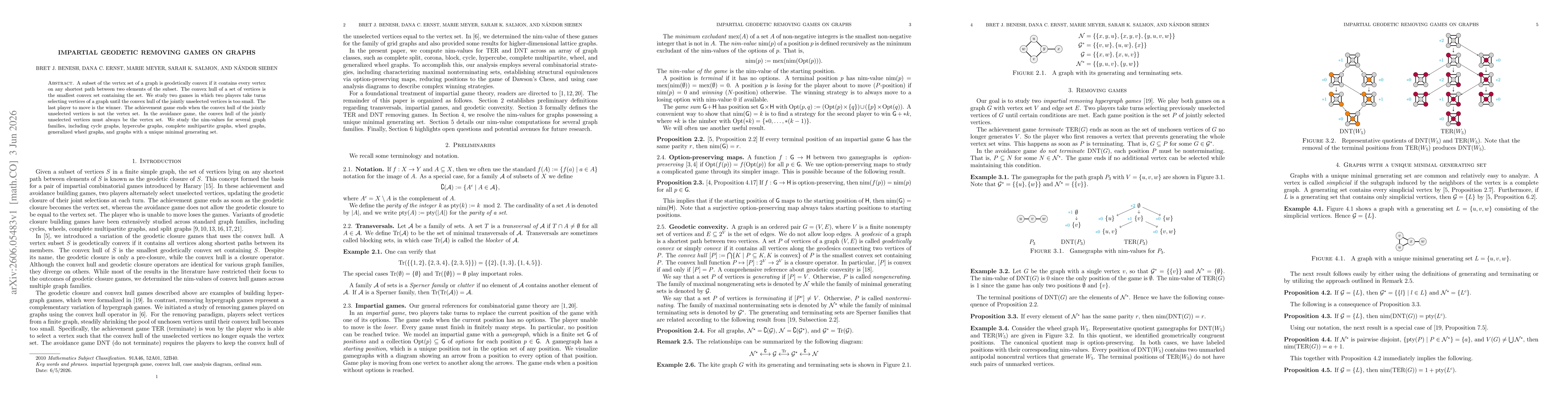 Thumbnail for Impartial geodetic removing games on graphs