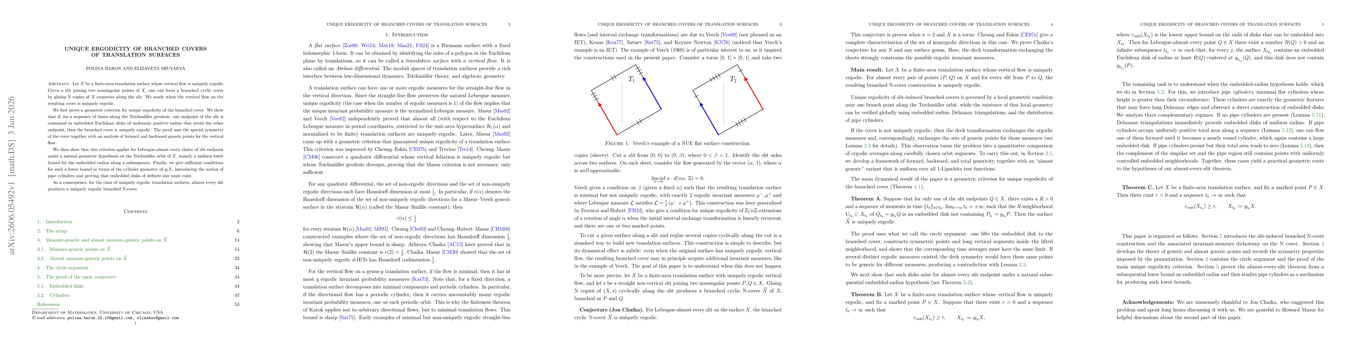 Thumbnail for Unique ergodicity of branched covers of translation surfaces
