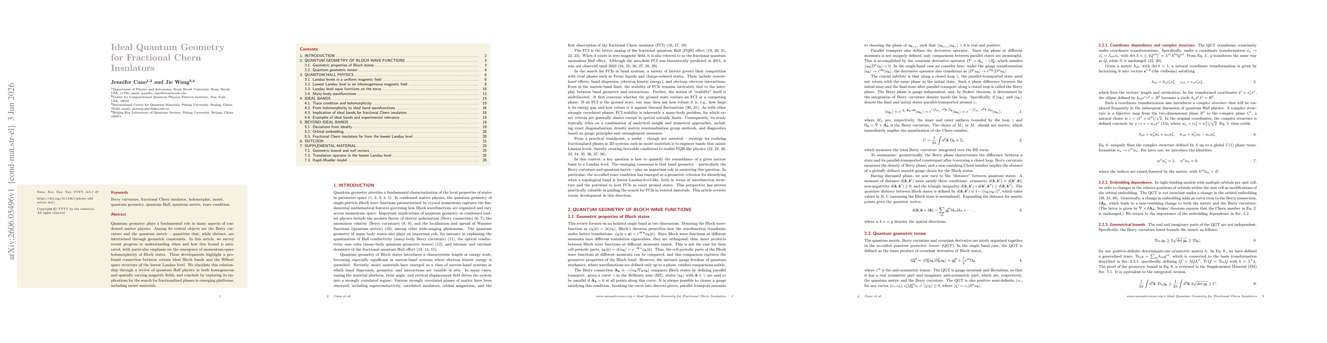 Thumbnail for Ideal Quantum Geometry for Fractional Chern Insulators